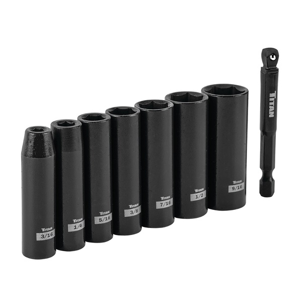 Titan™ 1/4" 6-Point Deep Impact Socket Set - SAE